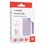 SSD extern portabil Verbatim cu breloc, 1TB, USB-C 3.2, dimensiuni: 96.1 x 45.1 x 10 mm, greutate: 58g, Alb / Mov 5 - lerato.ro